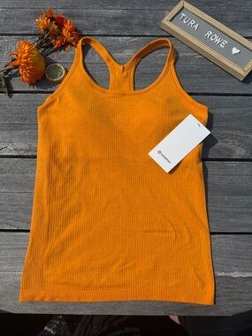 Lululemon Ebb to Street Tank Top Citrus Sizzle Size 10 Built In Bra NWT🍊 orange